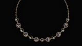 Certified 2.97 Ctw Blue Sapphire And Diamond VS/SI1 Beautiful Necklace 14K Yellow Gold Made In USA