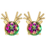 Certified 12.00 Ctw Mystic Topaz Stud Earrings 14K Gold Yellow Gold Made In USA