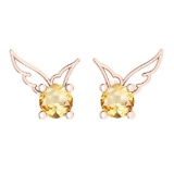 Certified 0.50 Ctw Citrine Stud Earrings 14K Gold Rose Gold Made In USA