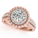 CERTIFIED 18K ROSE GOLD 1.04 CT G-H/VS-SI1 DIAMOND HALO ENGAGEMENT RING