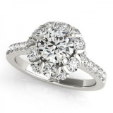 CERTIFIED PLATINUM 1.51 CTW G-H/VS-SI1 DIAMOND HALO ENGAGEMENT RING