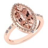 Certified 1.58 Ctw Morganite And Diamond VS/SI1 Ring 14K Rose Gold Made In USA