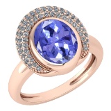 Certified 2.82 Ctw Tanzanite And Diamond VS/SI1 Halo Ring 14K Rose Gold Made In USA