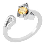 Certified 0.46 Ctw Citrine And Diamond VS/SI1 Ring 14K White Gold Made In USA