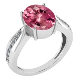 Certified 5.30 Ctw Pink Tourmaline And Diamond VS/SI1 Ring 14K White Gold Made In USA