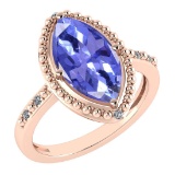 Certified 1.58 Ctw Tanzanite And Diamond VS/SI1 Ring 14K Rose Gold Made In USA