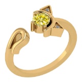 Certified 0.46 Ctw Treated Fancy Yellow Diamond SI1/SI2 And Diamond Halo Ring 14k Yellow Gold Made I