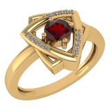 Certified 0.29 Ctw Garnet And Diamond VS/SI1 Halo Ring 14k Yellow Gold Made In USA