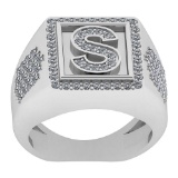 Certified 0.73 Ctw Diamond VS/SI1 Mens Ring 18K White Gold