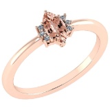 Certified 0.68 Ctw Morganite And Diamond VS/SI1 Ring 14k Rose Gold Made In USA