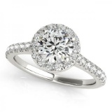 CERTIFIED PLATINUM 1.32 CTW G-H/VS-SI1 DIAMOND HALO ENGAGEMENT RING