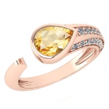 Certified 1.54 Ctw Citrine And Diamond VS/SI1 Ring 14K Rose Gold Made In USA