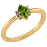 Certified 0.68 Ctw Peridot And Diamond VS/SI1 Ring 14k Yellow Gold Made In USA