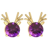 Certified 12.00 Ctw Amethyst Stud Earrings 14K Gold Yellow Gold Made In USA