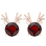 Certified 12.00 Ctw Garnet Stud Earrings 14K Gold Rose Gold Made In USA