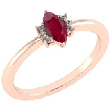 Certified 0.68 Ctw Ruby And Diamond VS/SI1 Ring 14k Rose Gold Made In USA