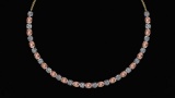 Certified 56.10 Ctw Morganite And Diamond I1/I2 Beautiful Necklace 14K Yellow Gold Made In USA