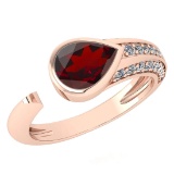 Certified 1.54 Ctw Garnet And Diamond VS/SI1 Ring 14K Rose Gold Made In USA