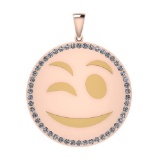 Certified 1.05 Ctw Diamond Smiley 18K Rose Gold Pendant