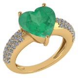 Certified 5.01 Ctw Emerald And Diamond VS/SI1 Ladies Fashion Halo Ring 14k Yellow Gold