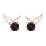 Certified 0.50 Ctw Smoky Quartz Stud Earrings 14K Gold Rose Gold Made In USA