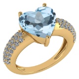 Certified 5.31 Ctw Blue Topaz And Diamond VS/SI1 Ring 14K Yellow Gold Made In USA