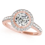 CERTIFIED 18K ROSE GOLD 1.11 CT G-H/VS-SI1 DIAMOND HALO ENGAGEMENT RING