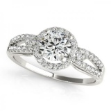 CERTIFIED PLATINUM 1.00 CTW G-H/VS-SI1 DIAMOND HALO ENGAGEMENT RING