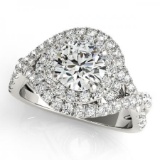 CERTIFIED PLATINUM 1.54 CTW G-H/VS-SI1 DIAMOND HALO ENGAGEMENT RING