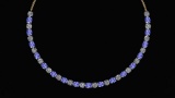 Certified 56.10 Ctw Tanzanite And Diamond I1/I2 Beautiful Necklace 14K Yellow Gold Made In USA