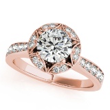 CERTIFIED 18K ROSE GOLD 1.30 CT G-H/VS-SI1 DIAMOND HALO ENGAGEMENT RING