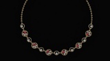 Certified 2.97 Ctw Ruby And Diamond VS/SI1 Beautiful Necklace 14K Yellow Gold Made In USA