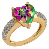 Certified 5.31 Ctw Mystic Topaz And Diamond VS/SI1 Ring 14K Yellow Gold Made In USA