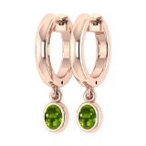 Certified 1.00 Ctw Peridot Hoop Earring 10K Rose Gold Made In USA