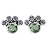 Certified 15.50 Ctw Green Amethyst And Diamond SI2/I1 Earrings 14K White Gold Made In USA