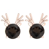 Certified 12.00 Ctw Smoky Quartz Stud Earrings 14K Gold Rose Gold Made In USA