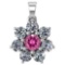 Certified 0.93 Ctw Pink Tourmaline And Diamond 18K White Gold Halo Pendant G-H VS/SI1