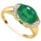 2.06 CT EMERALD 0.1 CT EMERALD AND ACCENT DIAMOND 0.09 CT 10KT SOLID YELLOW GOLD RING