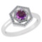 Certified 0.69 Ctw Amethyst And Diamond 18K White Gold Halo Ring G-H VSSI1