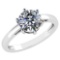 Certified 1.00Ctw Diamond 14k White Gold Halo Ring G-H/I1