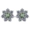Certified 1.86 Ctw Green Amethyst And Diamond Platinum Halo Stud Earrings