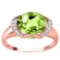 2.16 CT PERIDOT 0.1 CT PERIDOT AND ACCENT DIAMOND 0.09 CT 10KT SOLID RED GOLD RING
