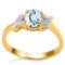 0.61 CT AQUAMARINE AND ACCENT DIAMOND 0.03 CT 10KT SOLID YELLOW GOLD RING