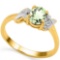 0.68 CT GREEN AMETHYST AND ACCENT DIAMOND 0.03 CT 10KT SOLID YELLOW GOLD RING