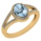 Certified 1.52 Ctw Aquamarine And Diamond 14k Yellow Gold Halo Ring G-H VS/SI1