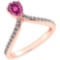 Certified 0.97 Ctw Pink Tourmaline And Diamond 14k Rose Gold Halo Ring G-H VS/SI1