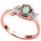 0.63 CT RAINBOW MYSTIC QUARTZ AND ACCENT DIAMOND 0.03 CT 10KT SOLID RED GOLD RING