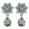 Certified 4.86 Ctw Green Amethyst And Diamond 18K White Gold Halo Dangling Earrings