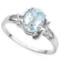 0.73 CT AQUAMARINE AND ACCENT DIAMOND 0.01 CT 10KT SOLID WHITE GOLD RING