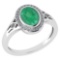 Certified 1.39 Ctw Emerald And Diamond 14k White Gold Halo Ring G-H VS/SI1